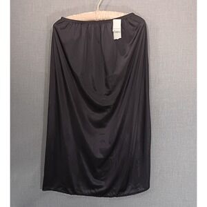 VTG Vassarette Black Half Slip Skirt Liner - Large 32" Nylon Lace Slit 11122